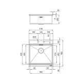 Раковина Foster 1025 050 - Нержавеющая сталь, основание 60 см