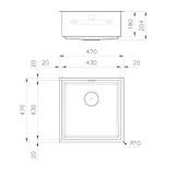 Раковина Foster EVO 1254 050 - Нержавеющая сталь, Современный дизайн, основание 60 см