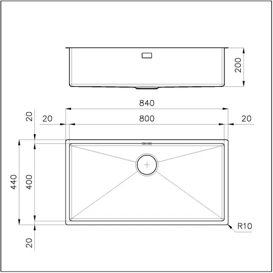 Kitchen sink Foster Quadra R12 90 cm - Stainless Steel Brushed - 1718 850
