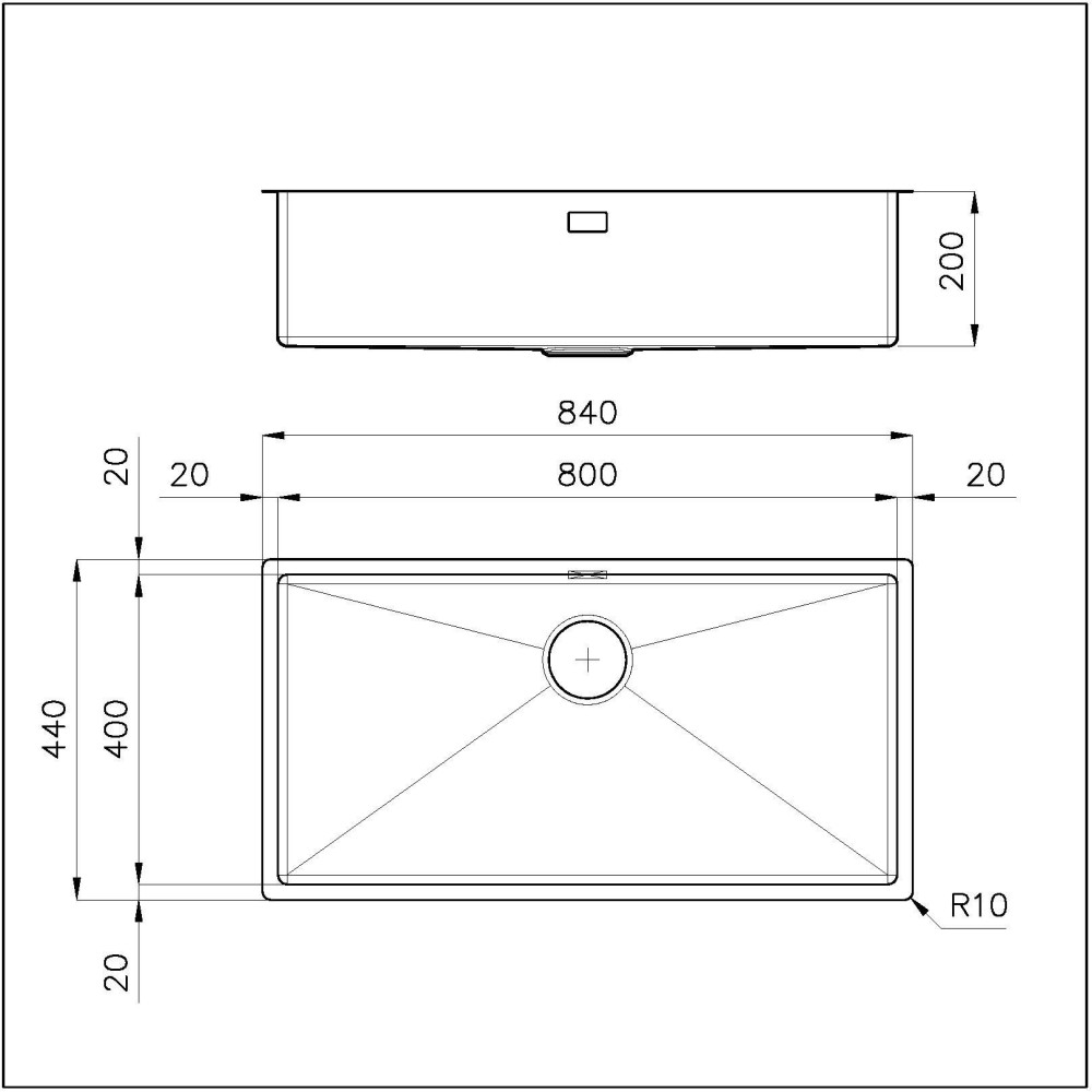 Évier de cuisine Foster Quadra R12 90 cm - Acier inoxydable brossé - 1718 850
