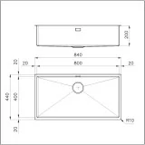 Küchenspüle Foster Quadra R12 90 cm - Edelstahl gebürstet - 1718 850
