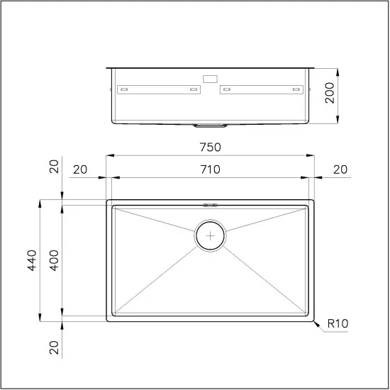 Kitchen sink Foster Base 80 cm - Stainless steel 1717 050