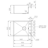 L'évier Foster Quadra 1 tube 60 cm - Acier inoxydable brossé - 1235 050