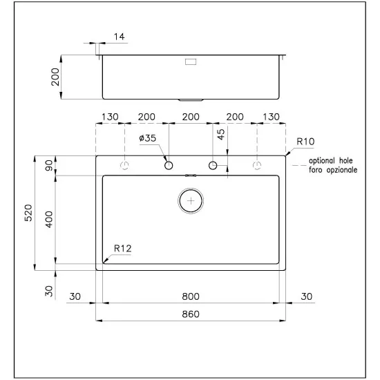 Küchenspüle Foster 3367 050 - Edelstahl, Filotop, Praktisch und Resistant