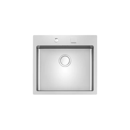 Lavello Foster 3365 050: Elegante lavello da cucina monovasca in acciaio inox AISI 304. Vasca profonda, installazione filotop o
