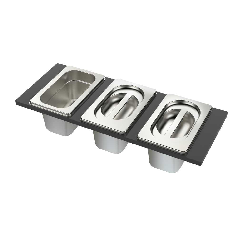 Set di 3 vaschette Accessori e Complementi Codice: 8100 622 DETTAGLI Accessori lavelli Porta-vaschette Dimensioni 44,8x18 cm