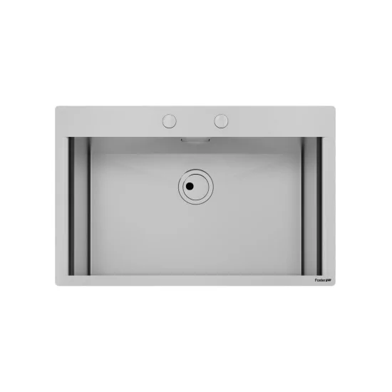 Küchenspüle Foster 80 cm, modernes Design, Gewinde, Edelstahl AISI 304