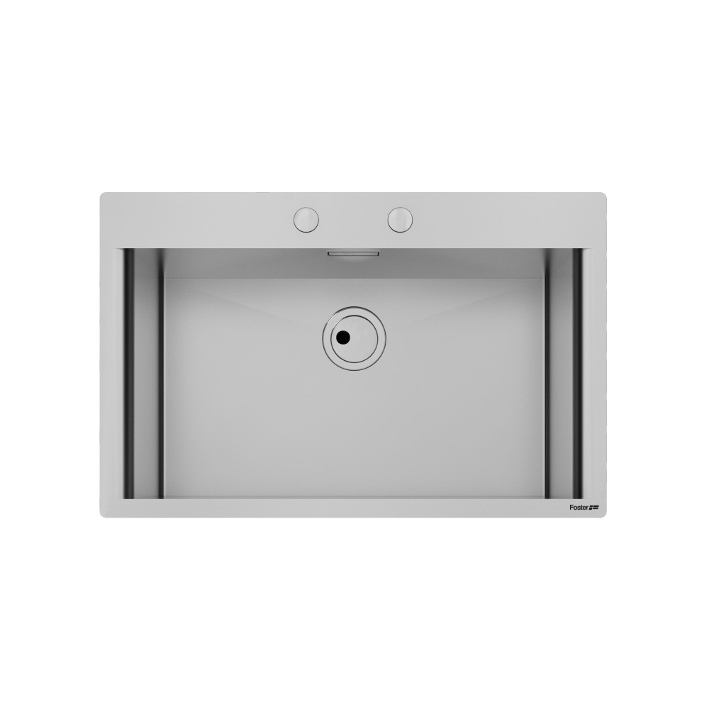Fregadero de cocina Foster 80 cm, diseño moderno, hilo, acero inoxidable AISI 304