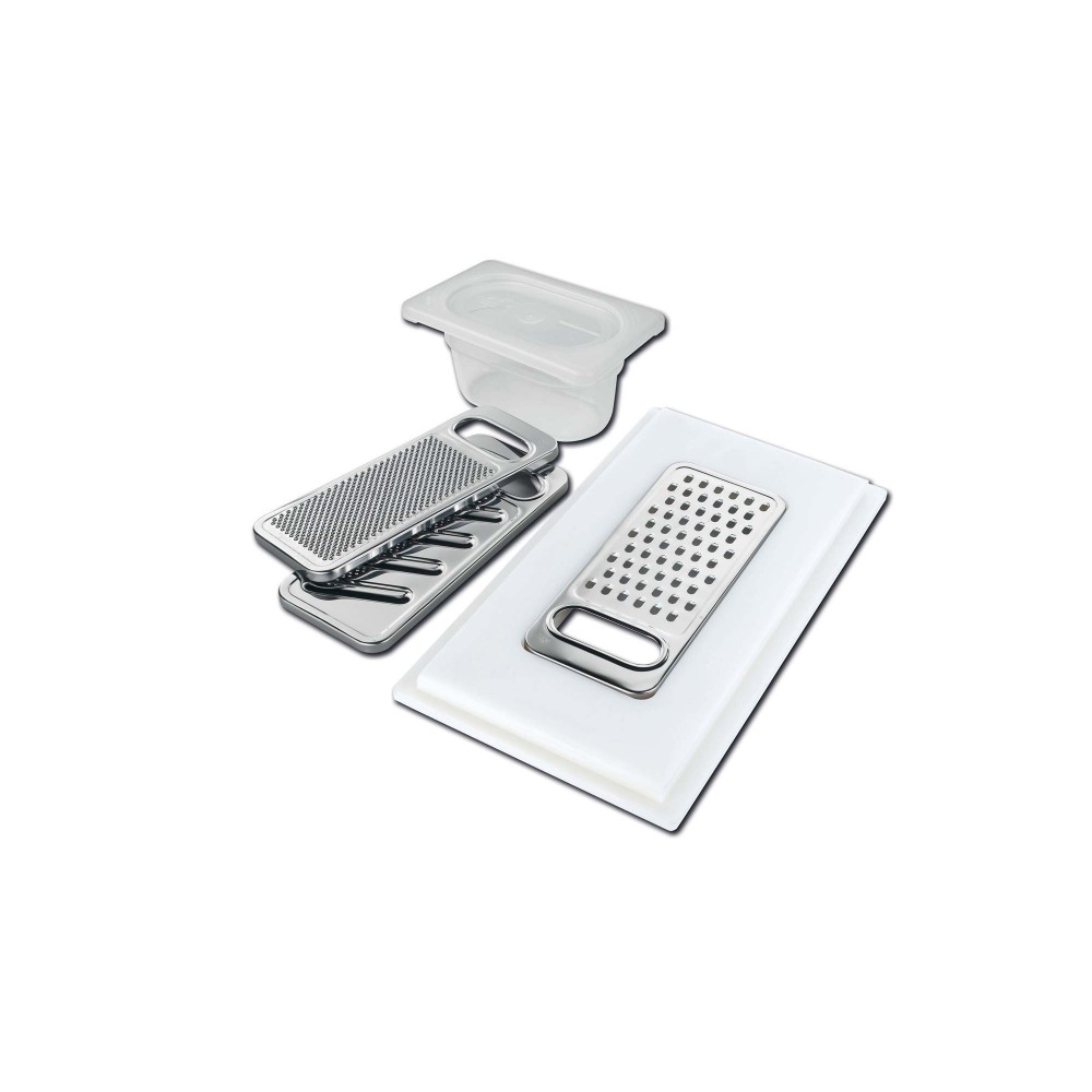 The grater kit Foster 8159101 es el accesorio indispensable para su cocina. Gratitud y bandeja coleccionando guarderías que inte