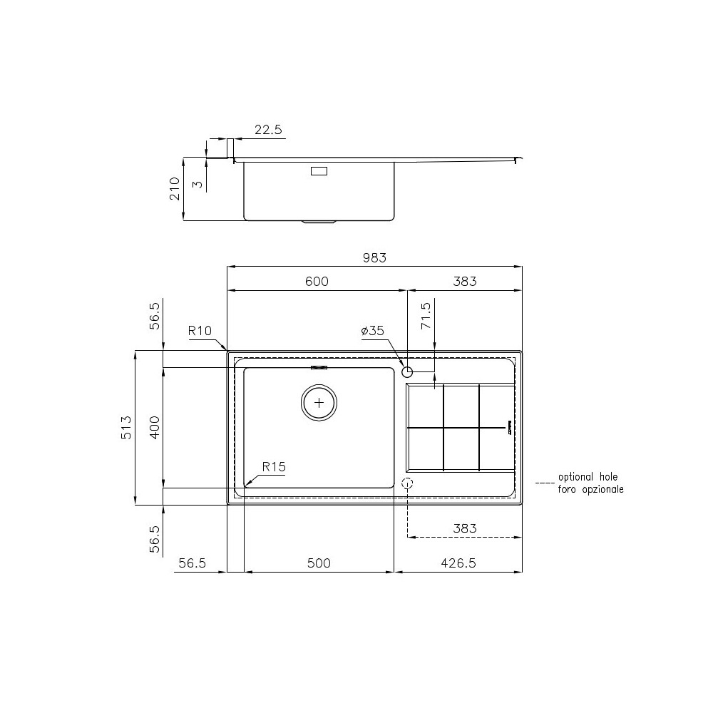 The sink Foster 2263 051: Robust, Functional, Modern Design