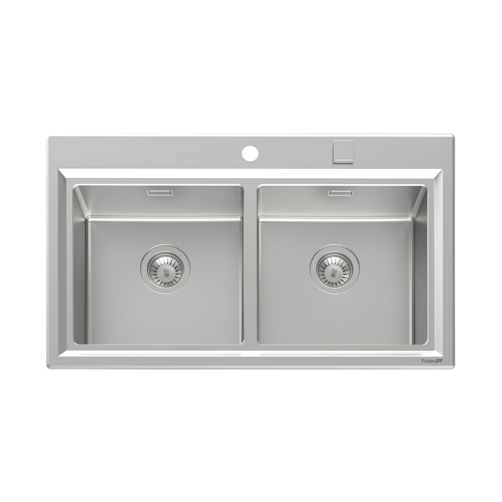 Foster 4502 050: Évier de cuisine en acier inoxydable, double baignoire, semi-file, style minimaliste