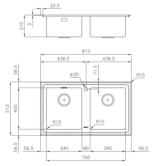 The sink Foster 2283 050: Buy Online Best Stainless Steel Washer for Your Kitchen