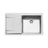 Évier de cuisine Foster 87x51 cm - Parfait pour les espaces Ampi, acier inoxydable de qualité