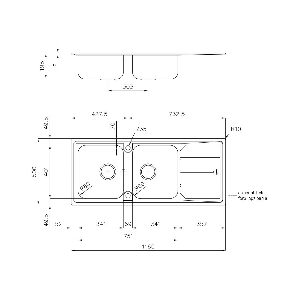 Lavello Foster 5812 061: 2 Vasche, Acciaio Inox, Design Elegante, Installazione Facile