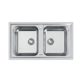 Fregadero de cocina Foster 5886 060: 2 tanques, Acero inoxidable cepillado, fácil instalación