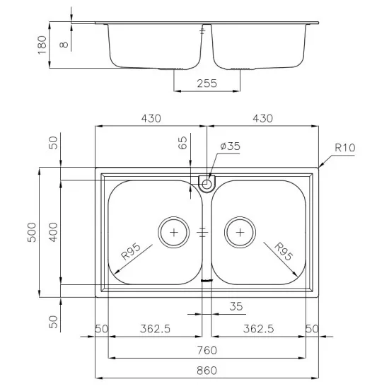 Foster 1974 960: Professional stainless steel sink for Durature kitchens