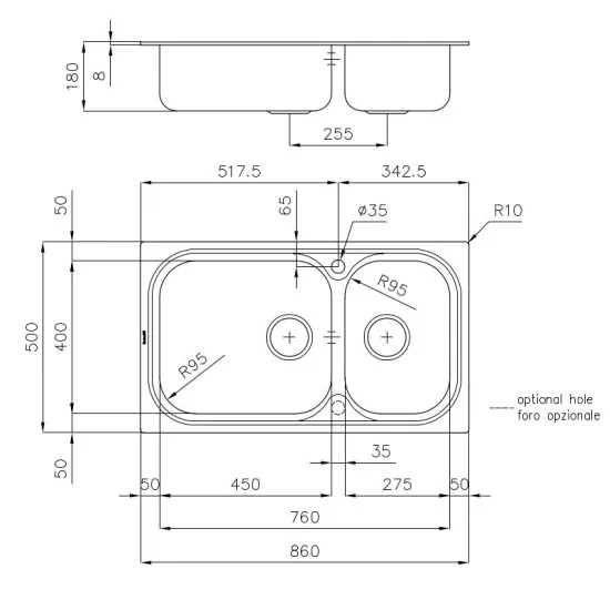 Lavello Foster 1562 002 | Acciaio Inox, 2 Vasche