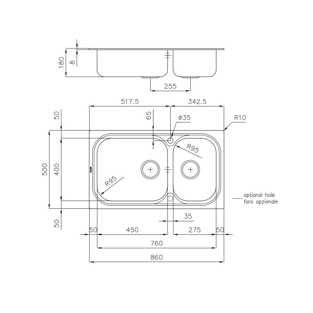 Lavello Foster 1562 002 | Acciaio Inox, 2 Vasche