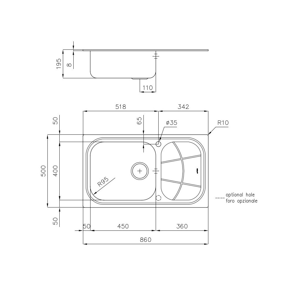 Lavello Foster 1561 201 - Base 60 cm