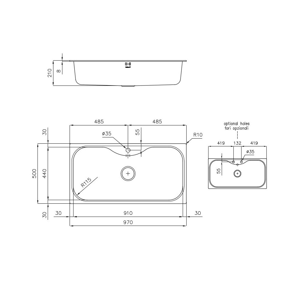 Lavello Foster 1555 600 | Acquista online il tuo lavello in acciaio inox