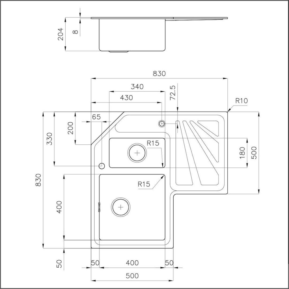 Foster 3308 050 : évier de cuisine en acier inoxydable, base 90 cm