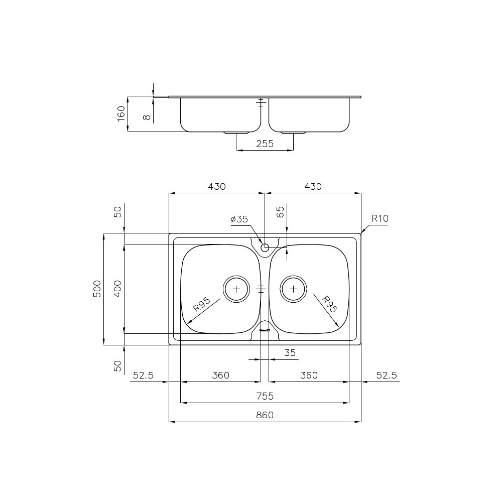 Foster 1886 160: Lavello 2 réservoirs en acier inoxydable brossé - Qualité professionnelle