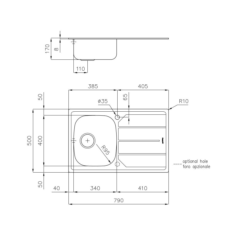 Lavello Cucina Foster 79x50 cm - 1 Vasca - Acciaio Inox - Resistente e Funzionale
