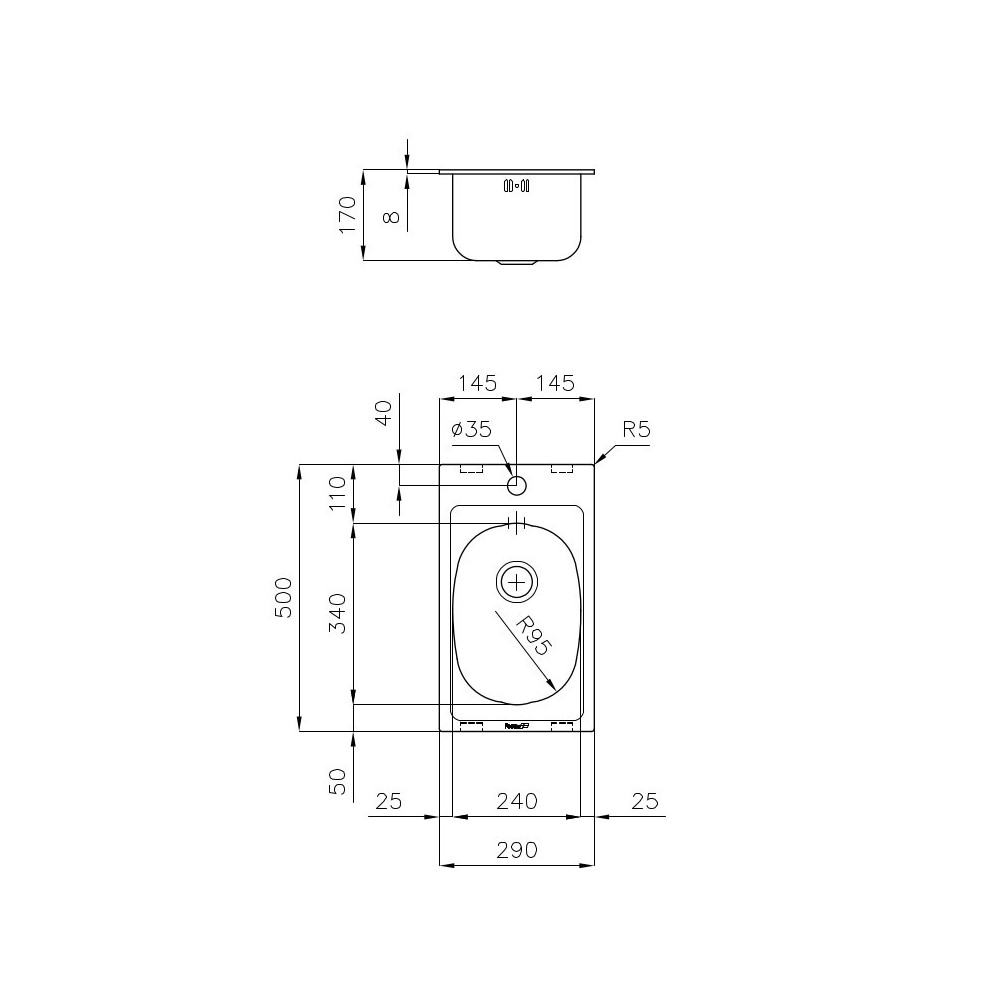 L'évier Foster 1129 000: Qualité et design pour votre cuisine - 29x50 cm