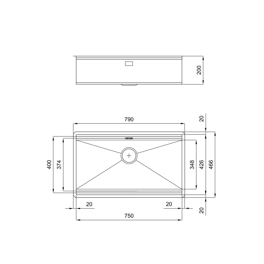 Évier de cuisine Foster 1034 850 - Réfrigérateur, 1 Bain, Accessoires inclus