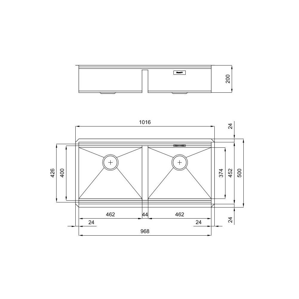 Foster 1016 850: Spülbecken Professional, Modernes Design, Resistant