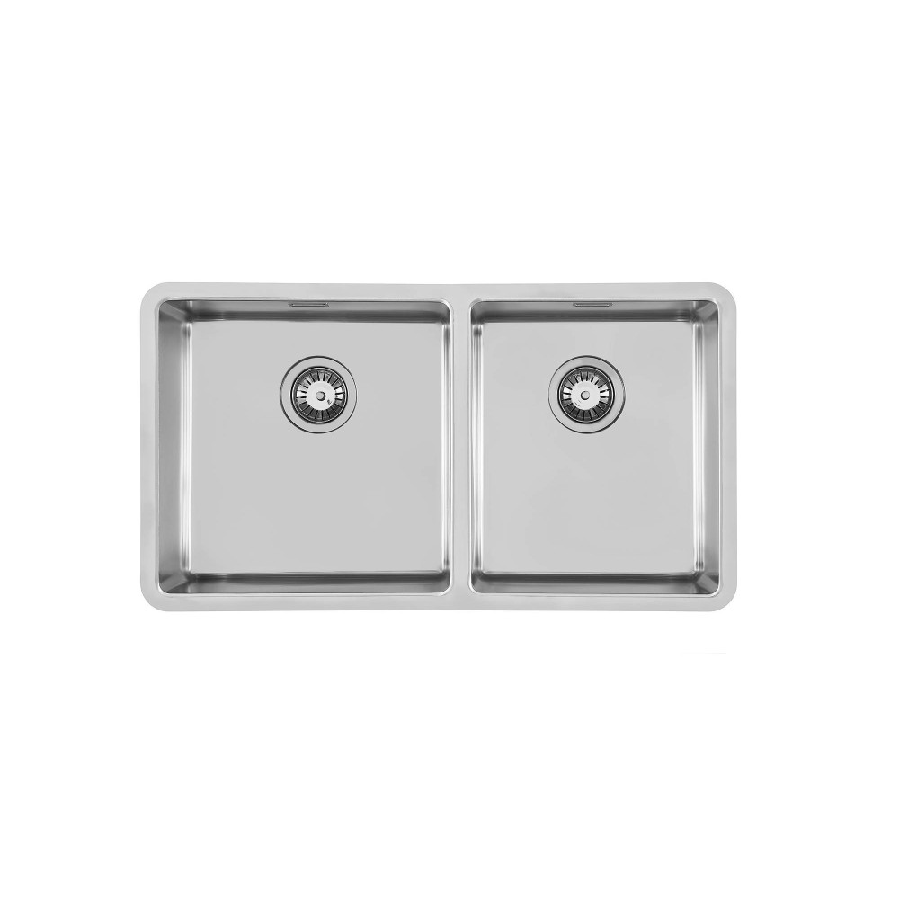 Double sink Foster, stainless steel 1mm, subtop, base 90cm