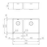 Küchenspüle Foster 2205 850: professionelle qualität, modernes design, einfach zu reinigen.