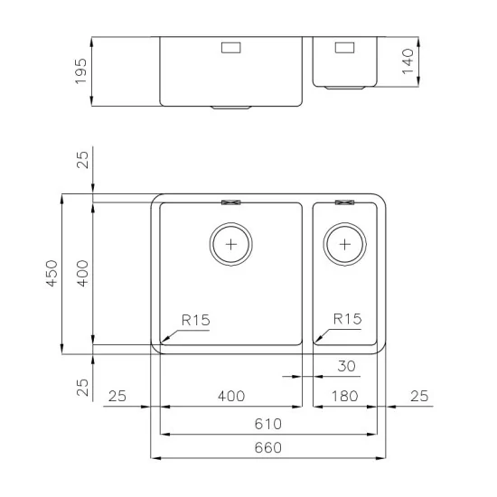 Foster 2202 851: Профессиональная кухонная мойка, нержавеющая сталь AISI 304
