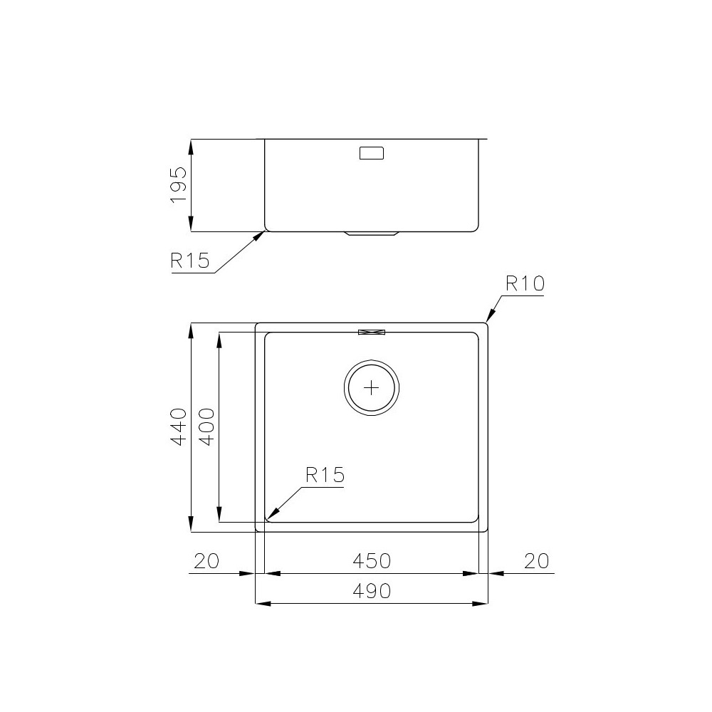 Lavello cucina Foster 2154 850 - Sottotop, 1 vasca, Acciaio Inox AISI 304