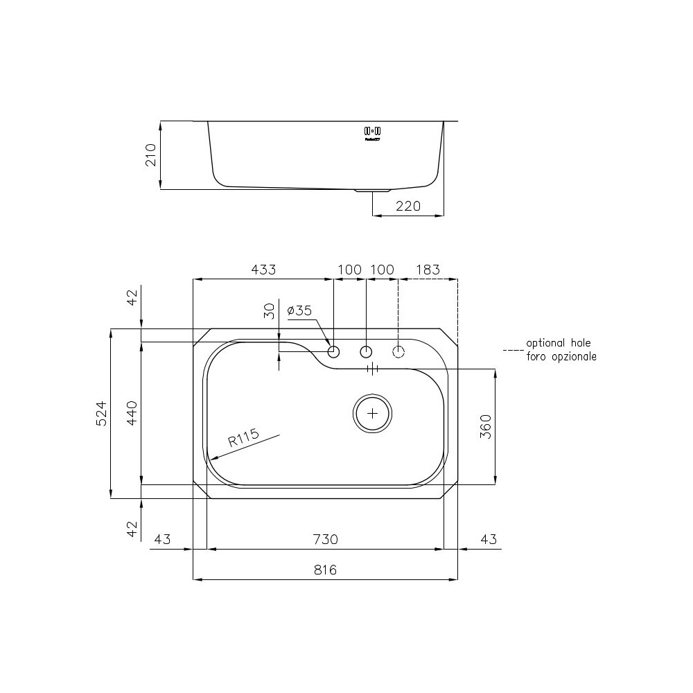 Foster 1679 860: Lavello Cucina in Acciaio Inox, Design Moderno, Sottotop