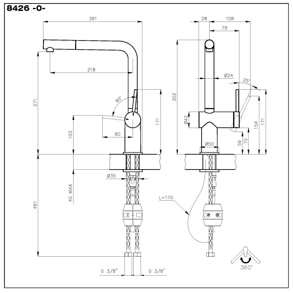 Mischer Foster 8426 000: Canna Girevole, Spende Dusche, Satiniertes Finish