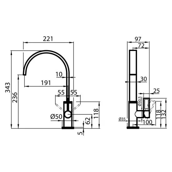 Mischer Foster 8480 001: Modernes Design, 360° Drehrohr
