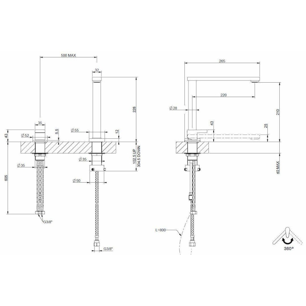 Mixer Foster 8478 | Canna di Scomparsa |MISUMI