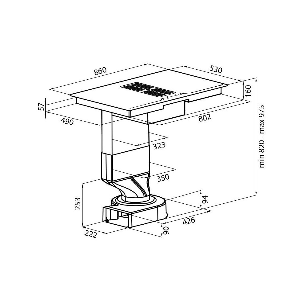 Foster 7391 245: Induction cooking plan with integrated hood | Buy online