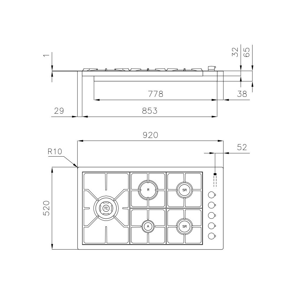 Piano Cottura Foster 7257 032: 5 Fuochi, Griglie in Ghisa, Filotop, Offerta