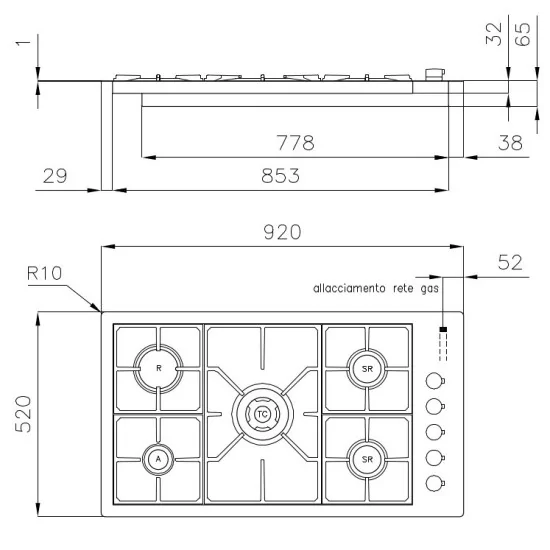 Foster 7271 032: Plan professionnel de cuisson du gaz 5 Cookers - Offre en ligne