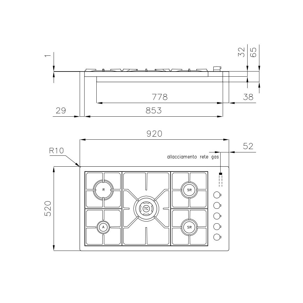 Foster 7271 032: Plan professionnel de cuisson du gaz 5 Cookers - Offre en ligne