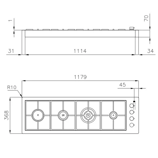 Foster 7259 042: Professional gas hob, elegant design, high performance