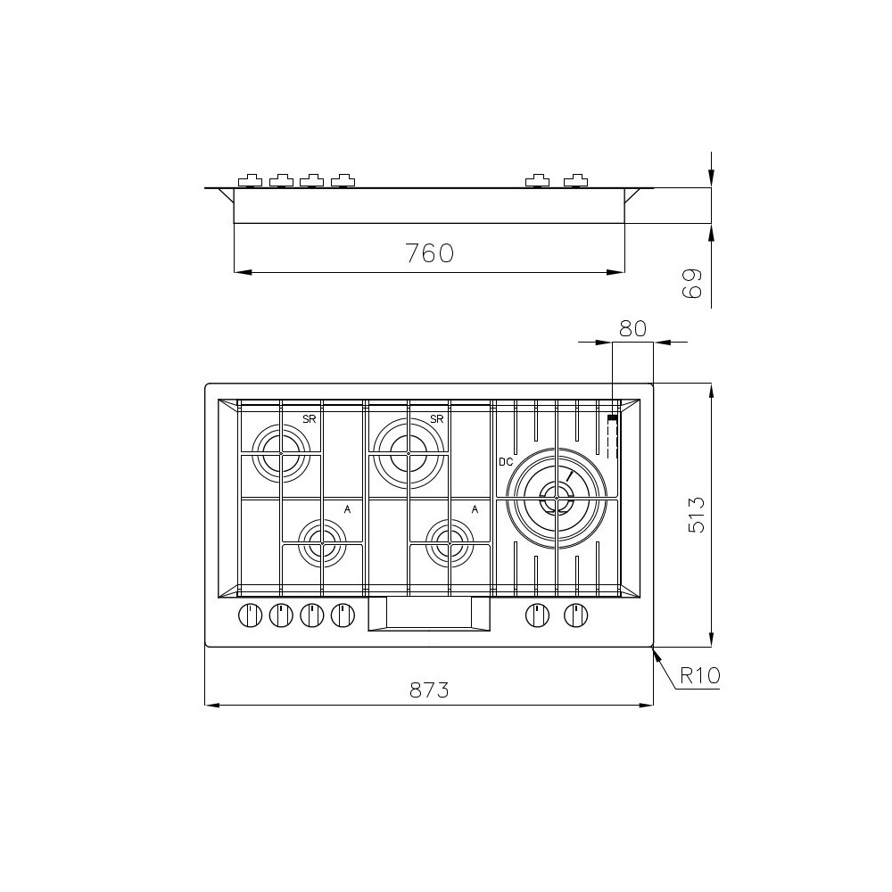 Foster 7206 032: Plan de cuisson professionnel, Filotop, 5 cuisiniers, Contrôle maximal