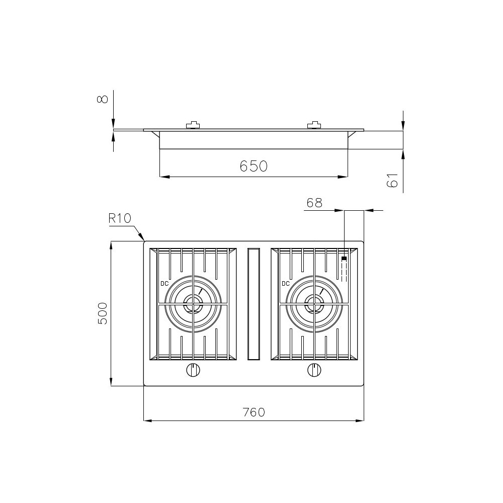 Foster 7203 032 - Professionnel Plan de cuisson des gaz
