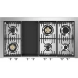 Genesi 120 G12SF kitchen with 2 Combi-Steam electric ovens and Brass gas burners.