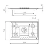Foster 7601 032 - Газовая варочная панель 80 см, тройная корона, чугунные решетки