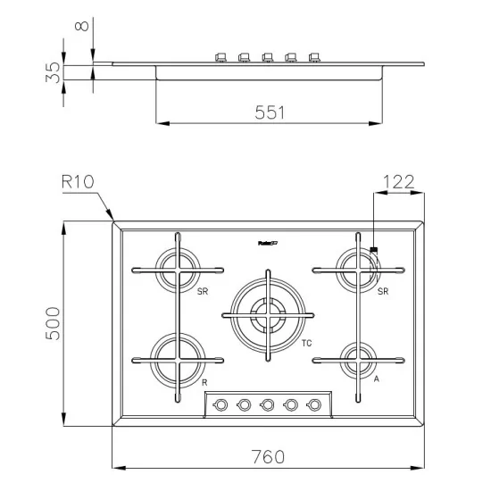 Foster 7067 062: Piano Cottura 5 Fuochi, Perfetto per Ogni Ricetta