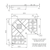 Kochen Foster 7038 052: Winkel, 5 Brände, Edelstahl, professionelles Design