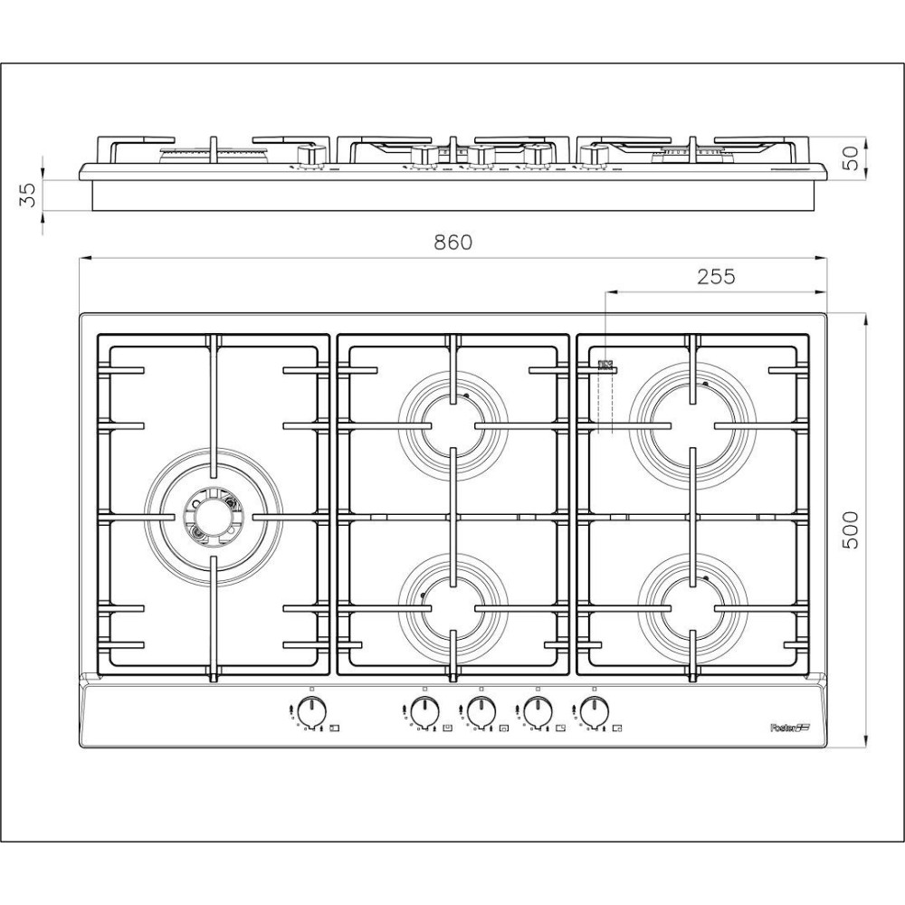 Piano cottura Foster 7016 032: 5 fuochi, acciaio inox, valvola di sicurezza, prestazioni elevate